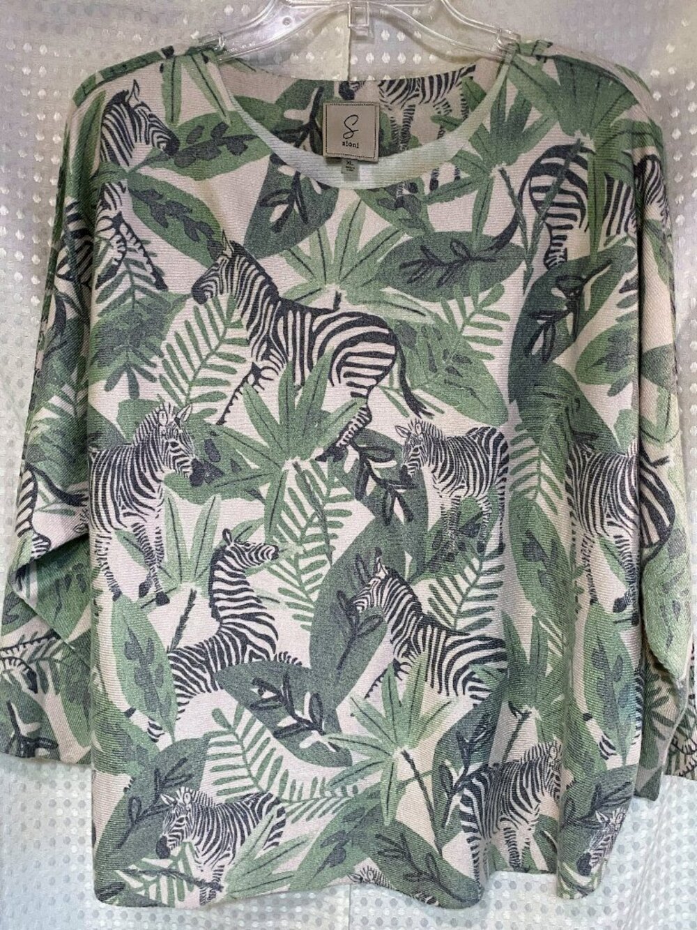 Sioni Zebra and Leaf Pattern Knit Sweater XL